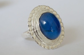 ANI206 Anillo peruano símil india óvalo azul - 