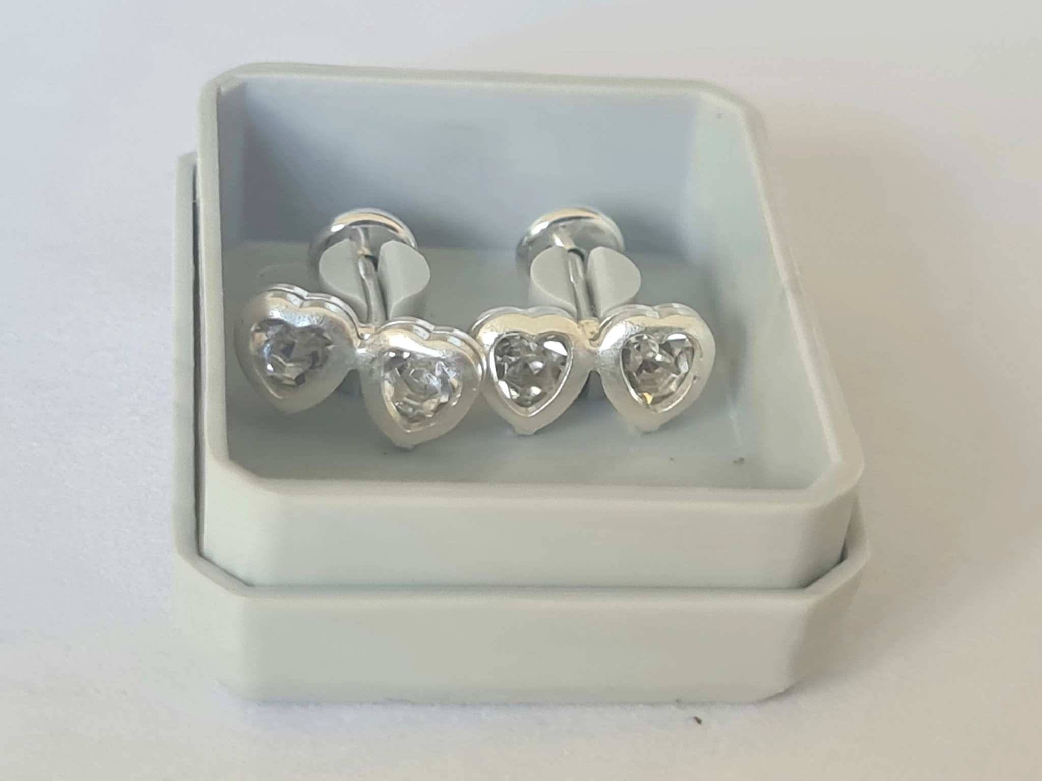 ABRI072 Aros abridores 2 corazones cubics TRANSPARENTES