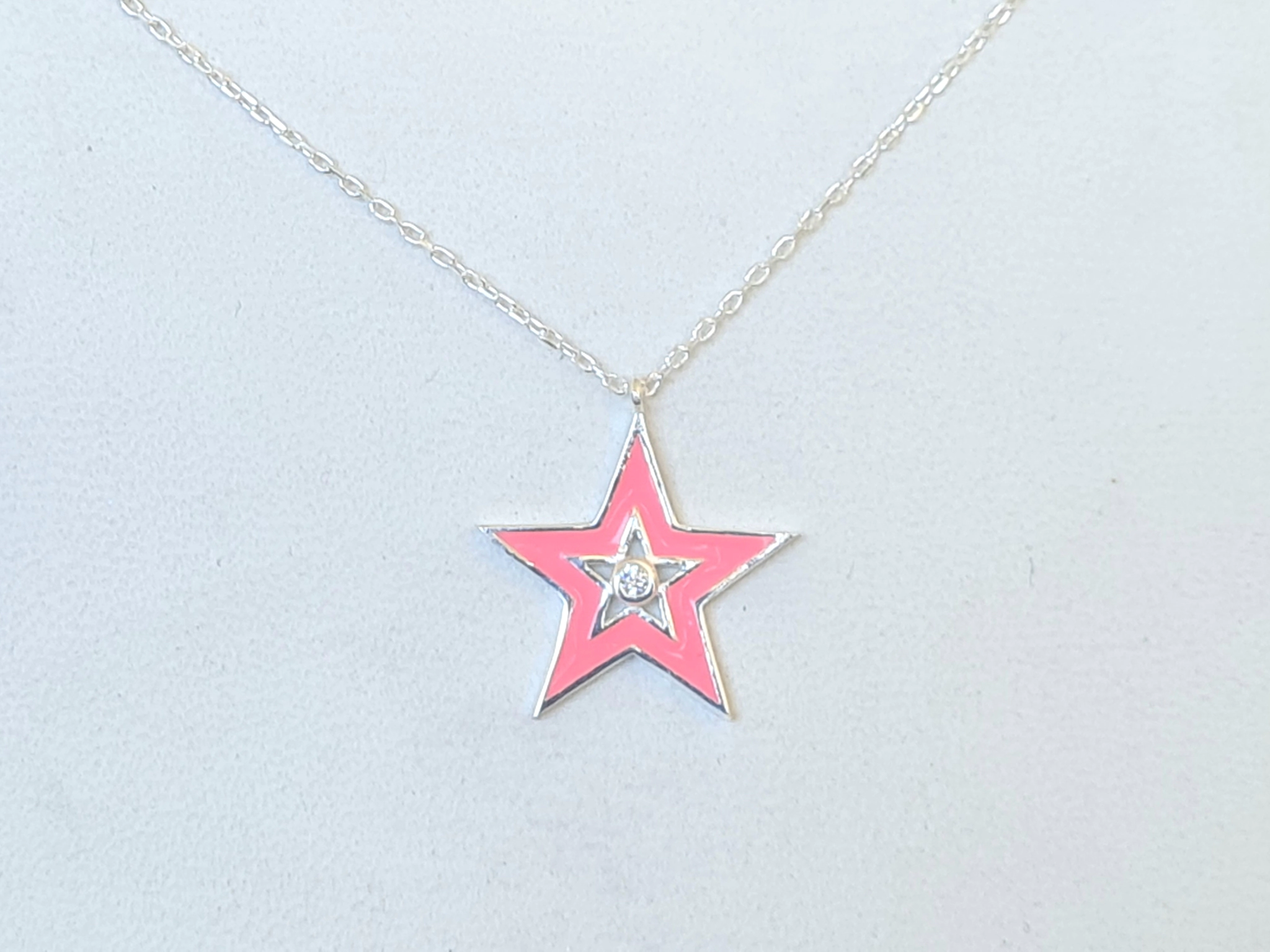 CA913 Cadena con dije estrella ROSA 42+3cm