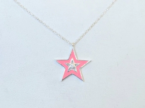 CA913 Cadena con dije estrella ROSA 42+3cm