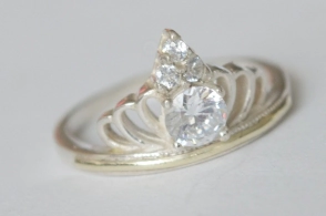 ANI106 Anillo corona con cubic transparente - 