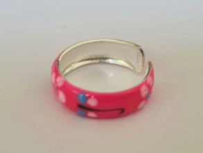 ANI921 Anillo MIDI esmalte rosa flores