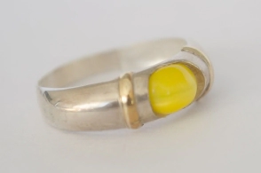 ANI307 Anillo piedra amarilla con dublé - 