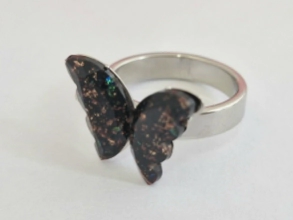 AQAN0091 anillo mariposa acrílico negro