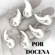 A-FAN0032 X DOCENA  Aros DROP GOTA PLATEADO fantasía