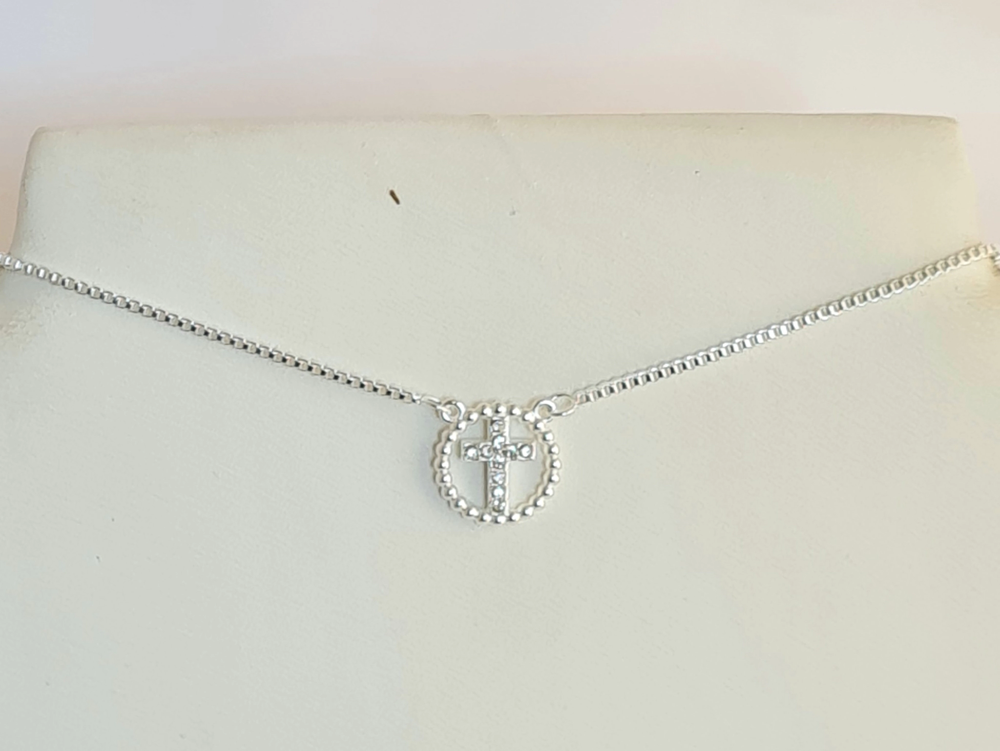 ABC1761 Cadena con cruz cubic circulo 40+5cm
