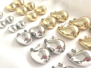 ADA0004 DOCENA aros drop acero ac dorado 2 medidas