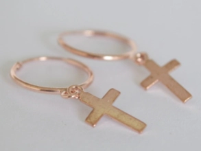 AR155 Aros plata rosé argollas con hojas - 1.5cm