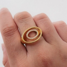 ADAN0196 Anillo doble óvalo micropavé
