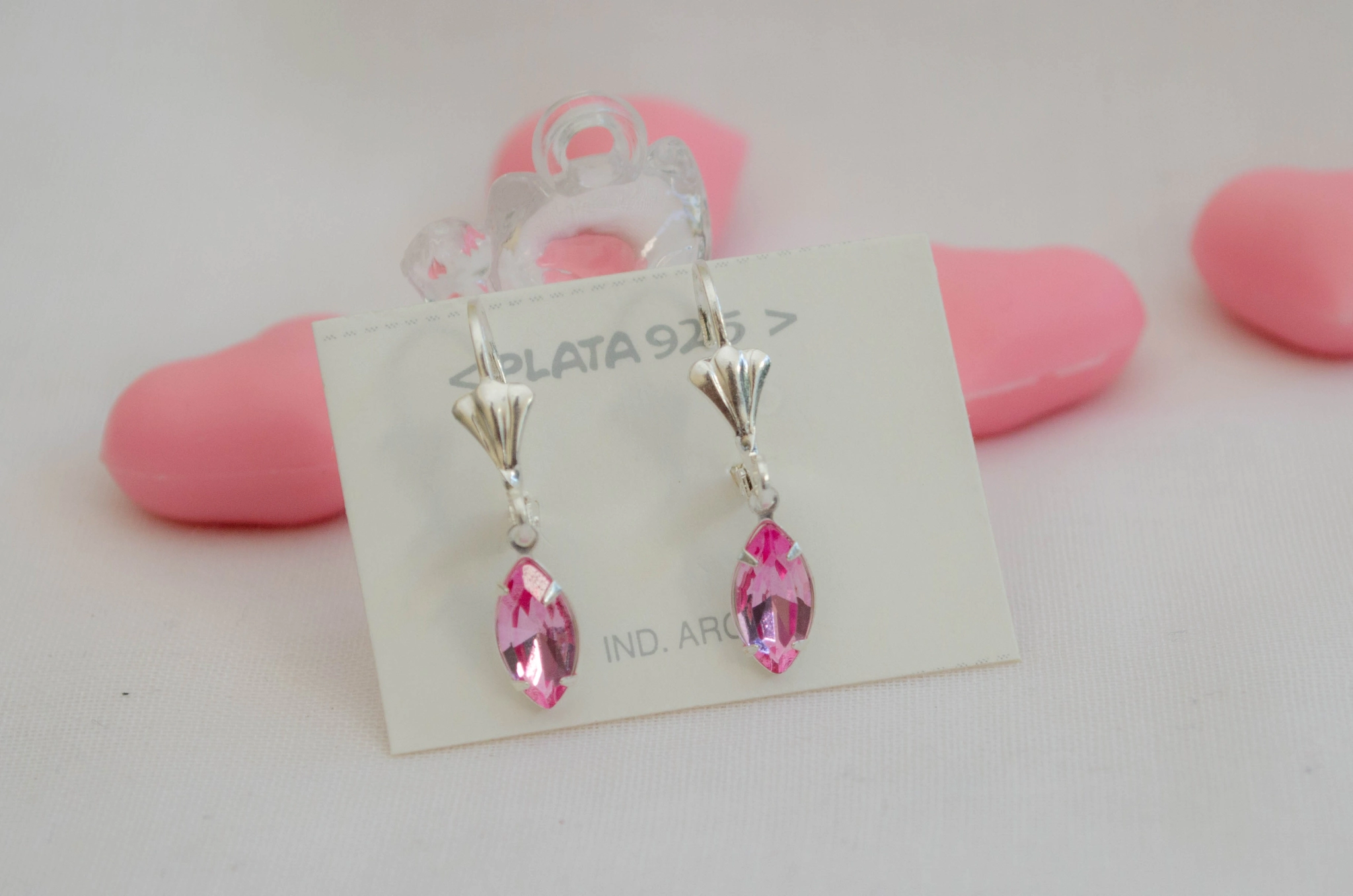 L-AR0378 Aros cierre ingles cristal sw hoja ROSA