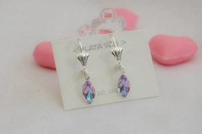 L-AR0378 Aros cierre ingles cristal sw hoja CELESTE/LILA