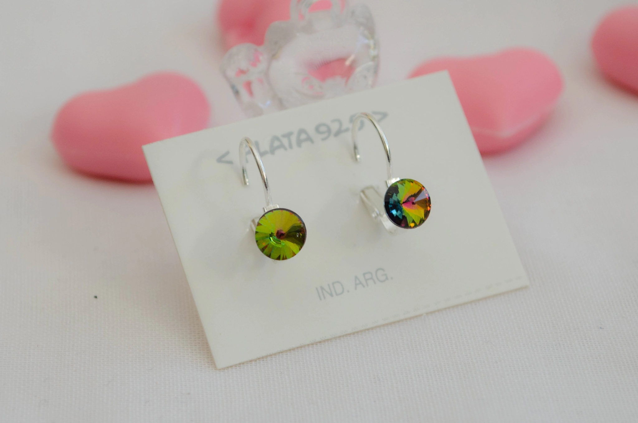 L-AR0374 Aros cierre ingls cristal sw VERDE