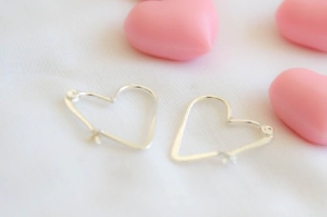 AR1866 Aros argollas corazón plano 2cm largo
