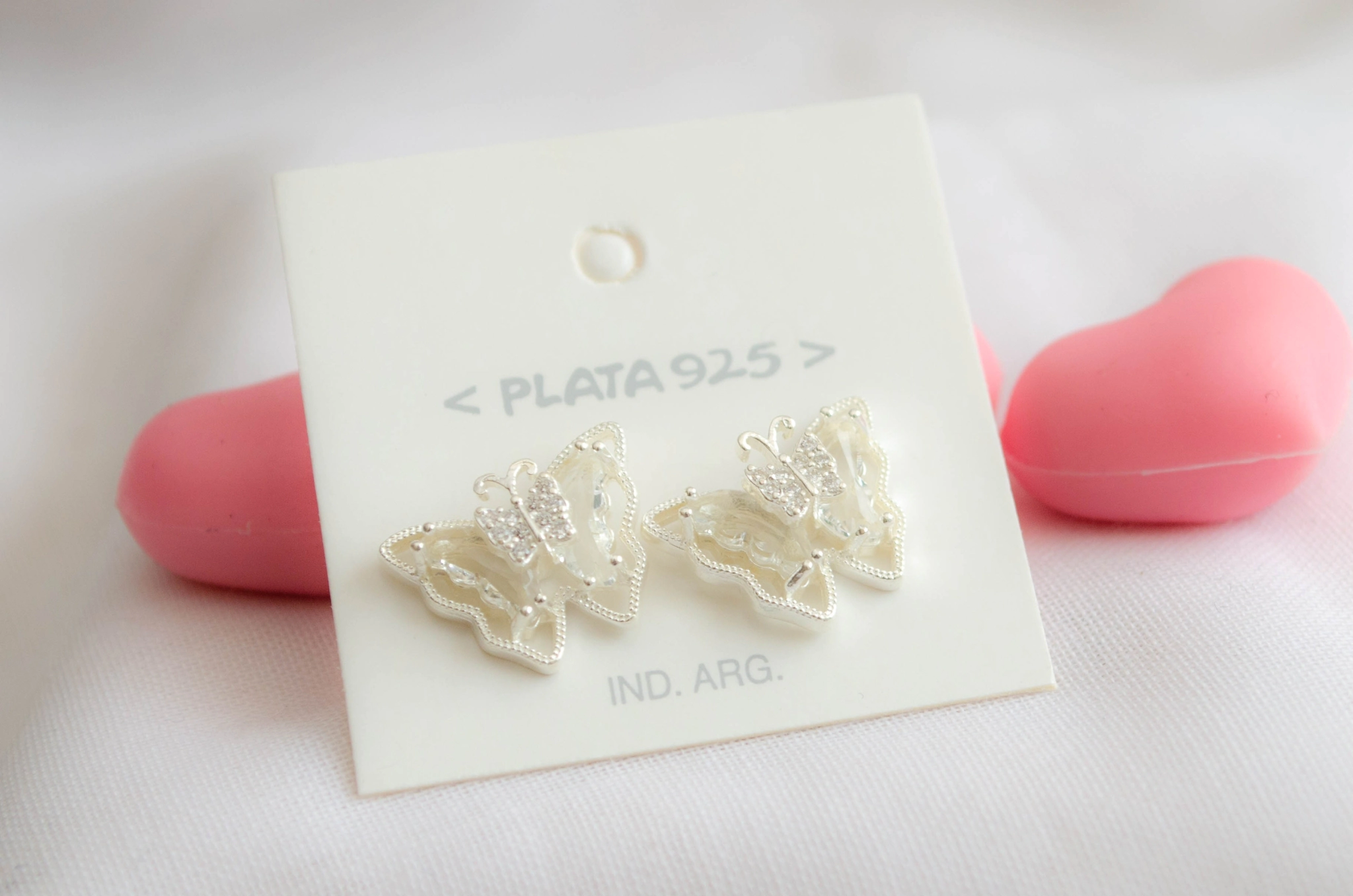 L-AR0464 Aros mariposas cubics TRANSPARENTE