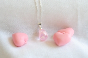 L-CA0084 Cadena +dije cielo gota ROSA