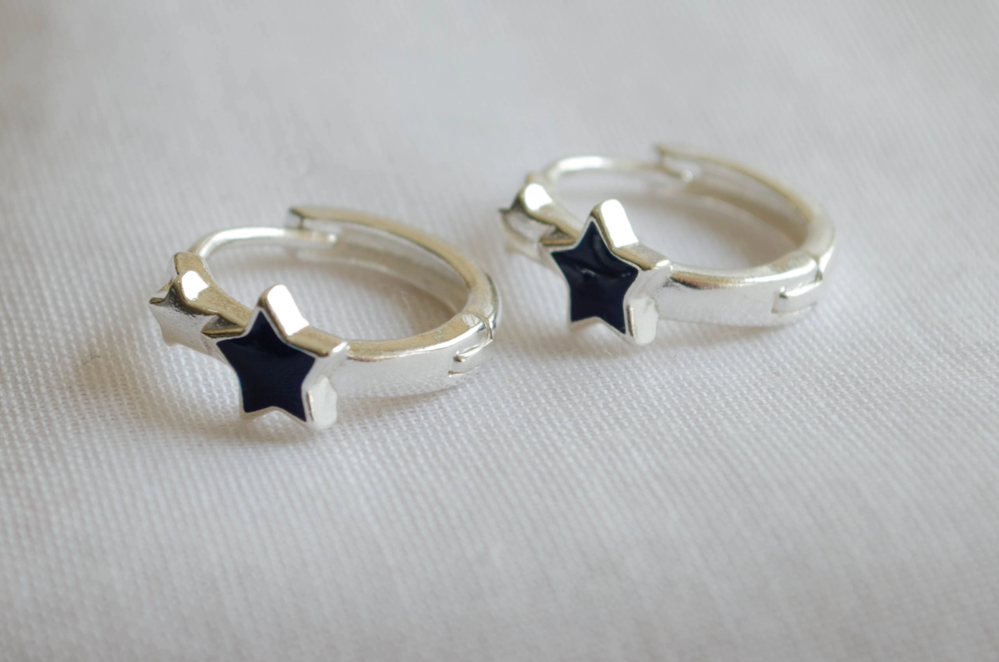 L-AR0533 Aros argollas estrellas AZUL