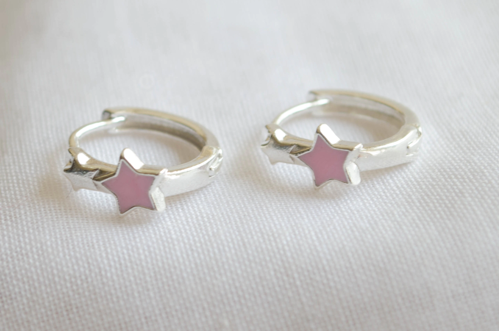 L-AR0533 Aros argollas estrellas ROSA