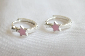 L-AR0533 Aros argollas estrellas ROSA