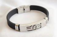 L-PU0045 Pulsera caucho con chapa con signo pesos