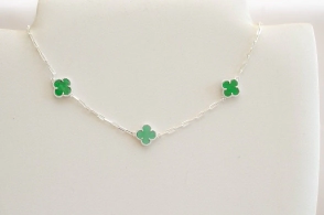 L-CA0143 Cadena 40 cm flores VERDE