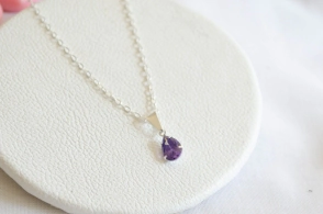 L-CA0168 Cadena 40cm+ gota cubic LILA