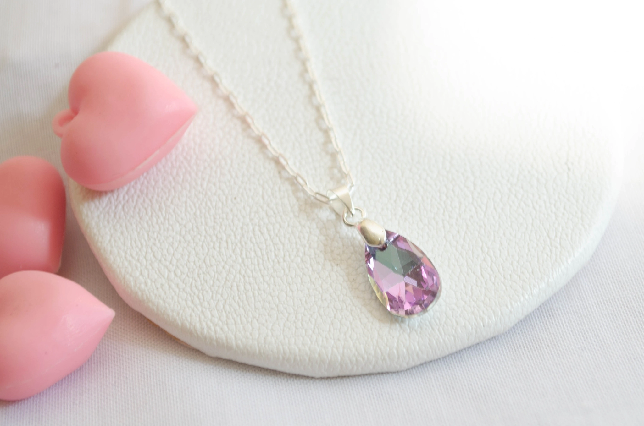 L-CA0107 Cadena 45cm+gota swaroski  LILA