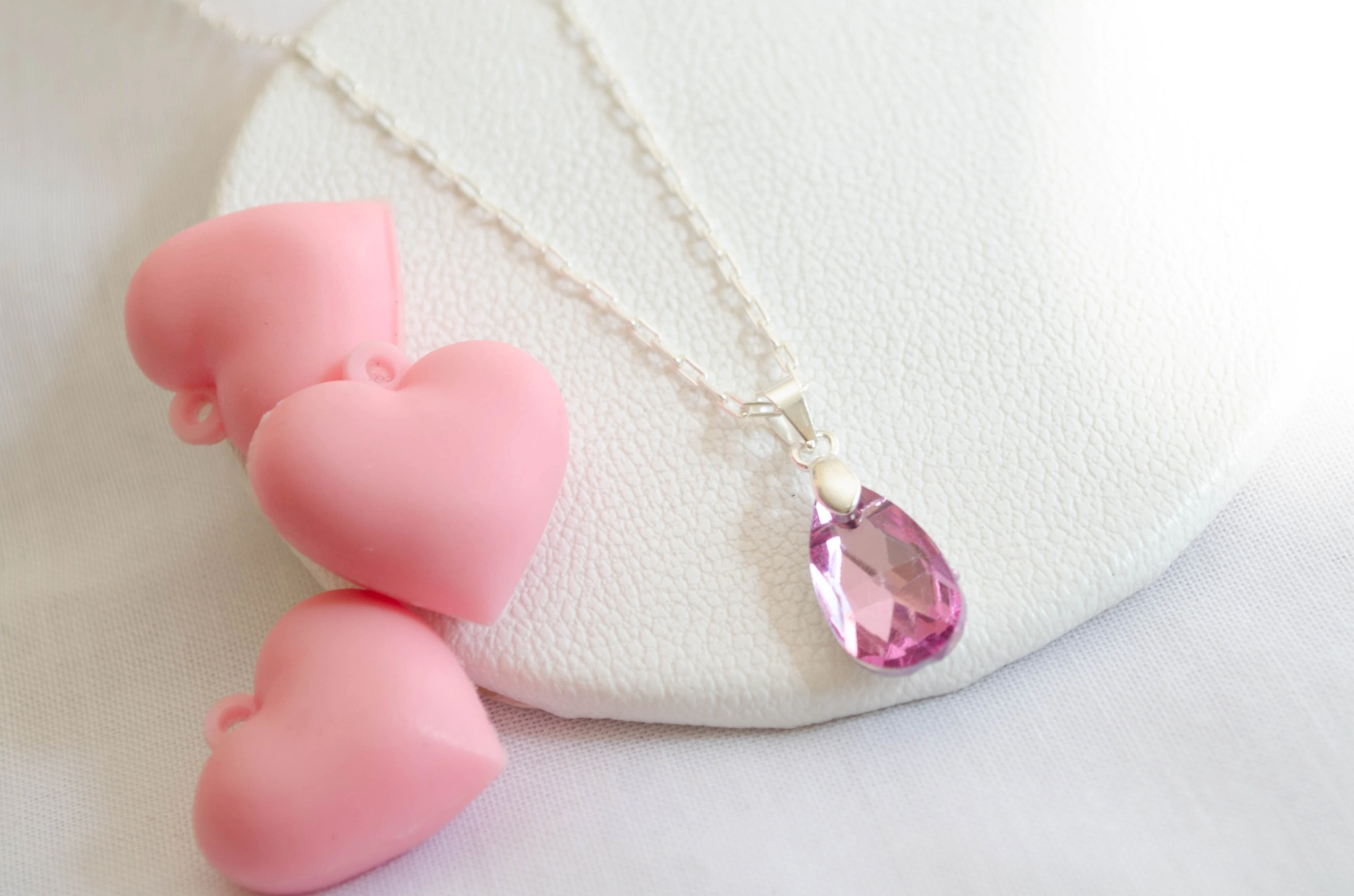 L-CA0107 Cadena 45cm+gota swaroski ROSA