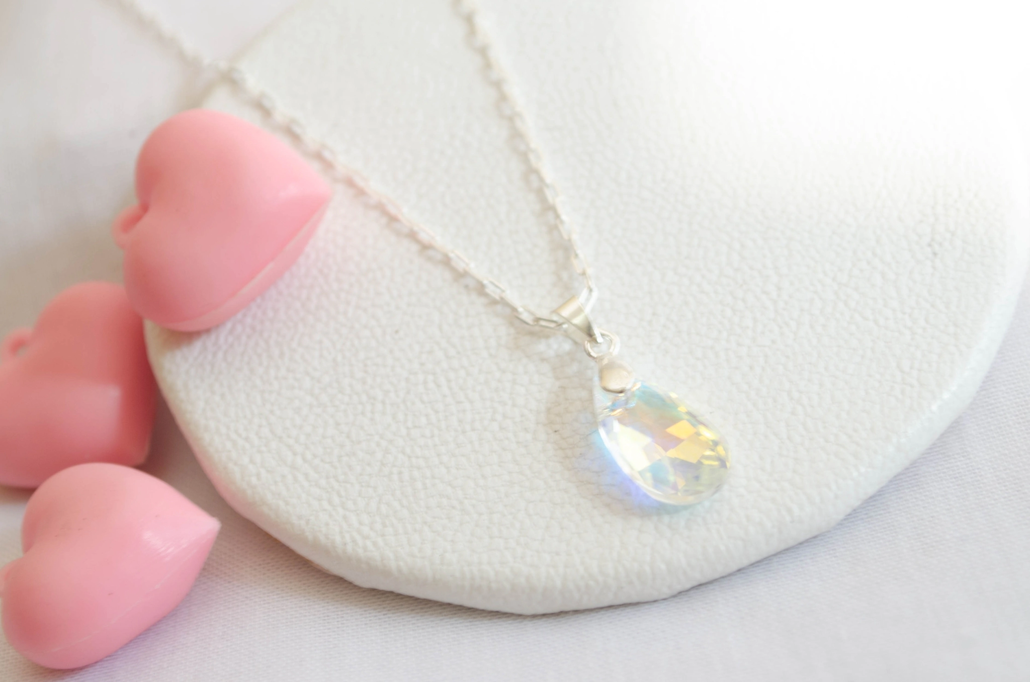 L-CA0107 Cadena 45cm+gota swaroski TRANSPARENTE