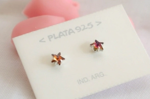 L-AR0734/1 Aros cristalles estrelliitas ROJO