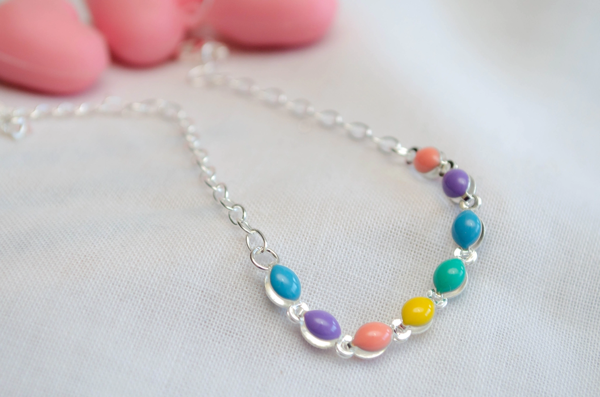 L-PU0065 Pulsera ovalos colores 18+4cm