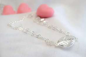 L-PU0071 Pulsera doble rosas hojas 17+4cm
