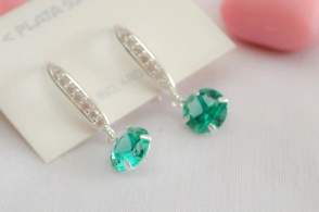 L-AR0772 Aros COLGANTES tira cubic circulo VERDE