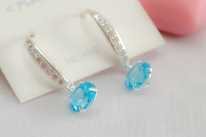 L-AR0772 Aros COLGANTES tira cubic circulo CELESTE