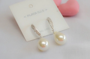 L-AR0775 Aros COLGANTES tira cubic PERLA GOTA