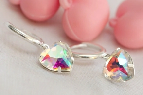 L-AR0831 Aros argollas con CORAZ&Oacute;N TRANSP