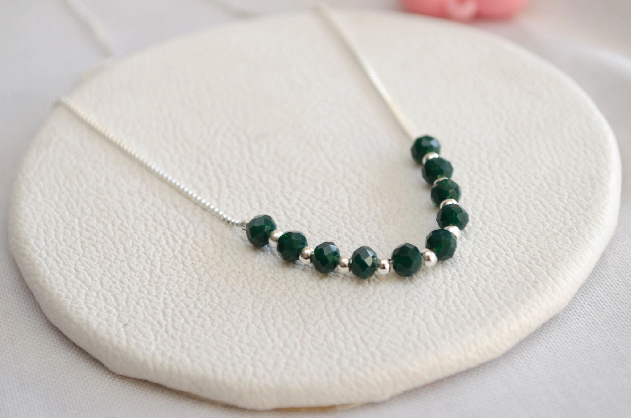 L-CA0179 Cadena 45cm cristales NEGRO