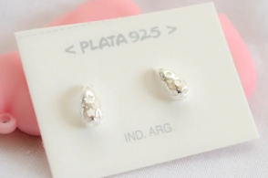 L-AR0734 Aros gotas mini caladas estrella  tama&ntilde;o 2 