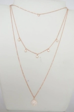 CA549 Cadena PLATA ROSÉ  triple, cubics - 40/45/50cm