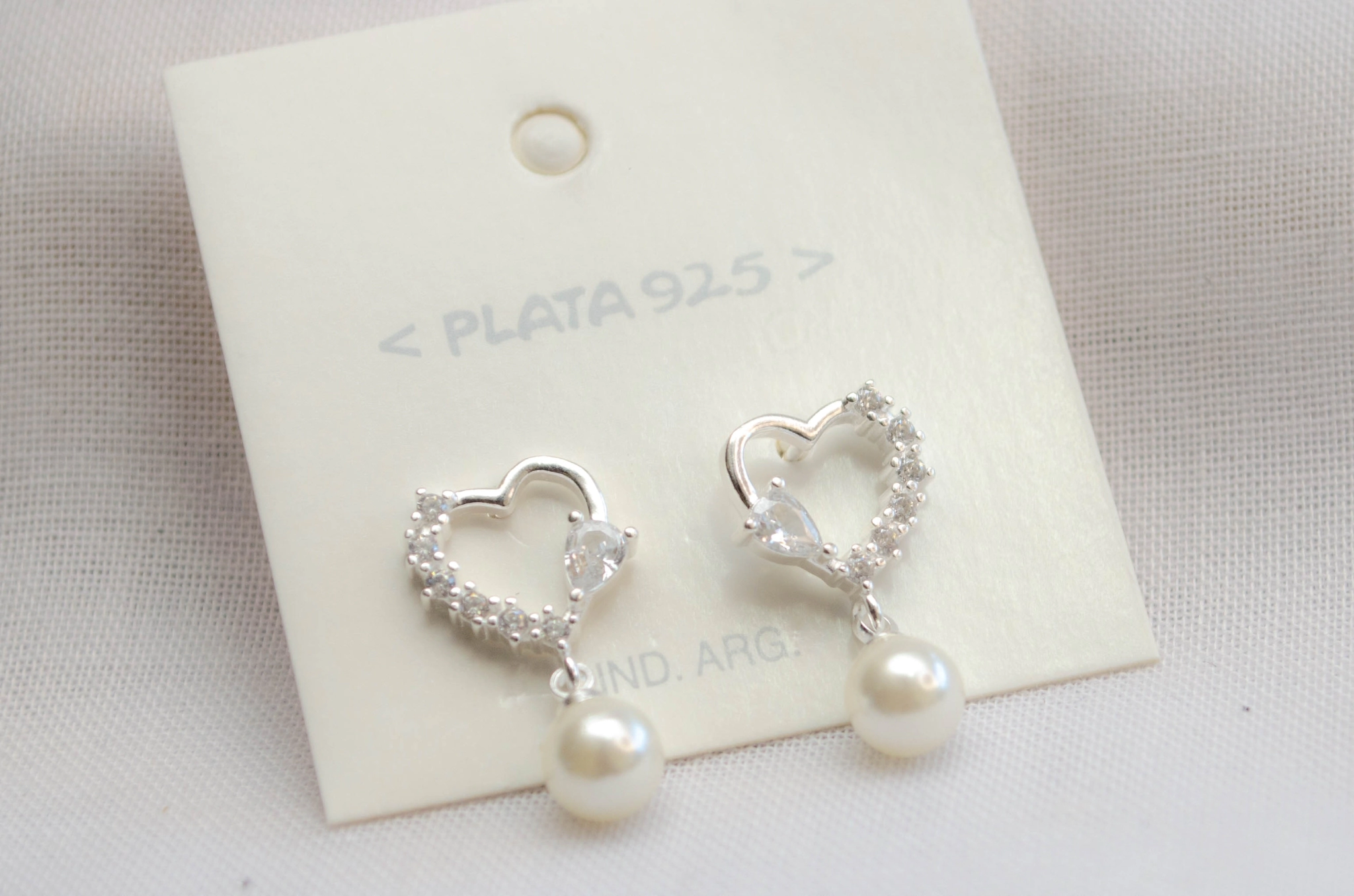 L-AR0875 Aros fiesta CUBICS corazon con perla