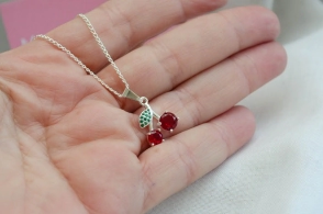 L-CA0206 Cadena 40cm + dije cereza ROJO