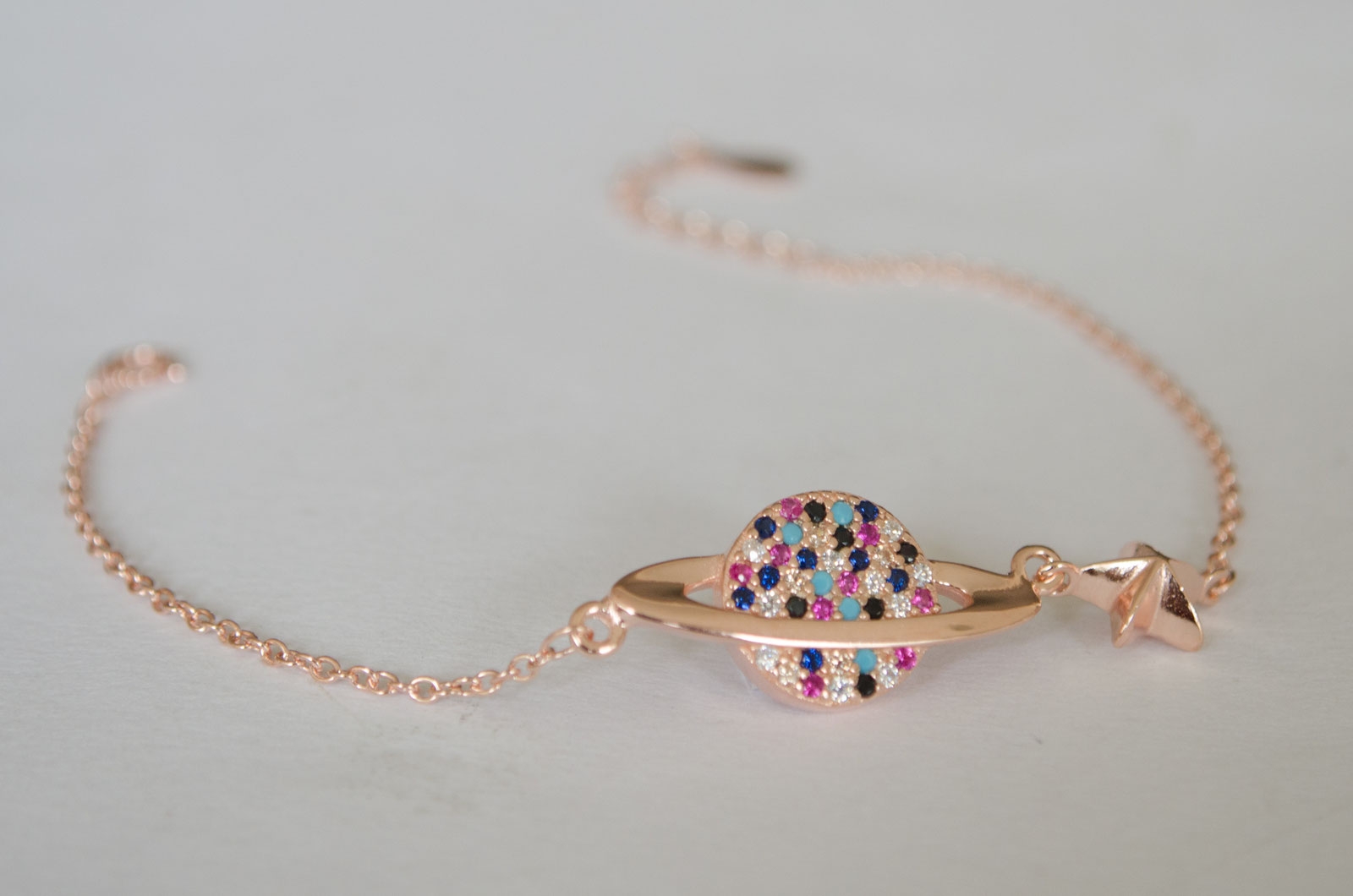 PU503 Pulsera PLATA ROS universo multicolor - 17+3cm