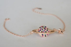 PU503 Pulsera PLATA ROSÉ universo multicolor - 17+3cm
