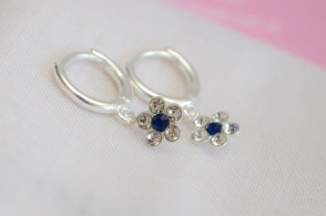 L-AR0879 Aros argollas con FLOR cubic AZUL