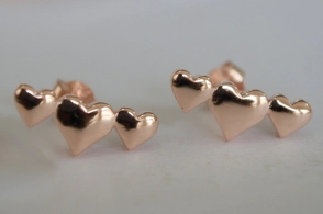 PRAR001 Aros PLATA ROSÉ 3 corazones - 
