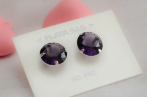 L-AR0768 Aros cubic botón grande VIOLETA