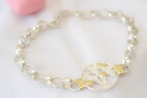 PU1304 Pulsera rolo 6 mm con centro arbol vida
