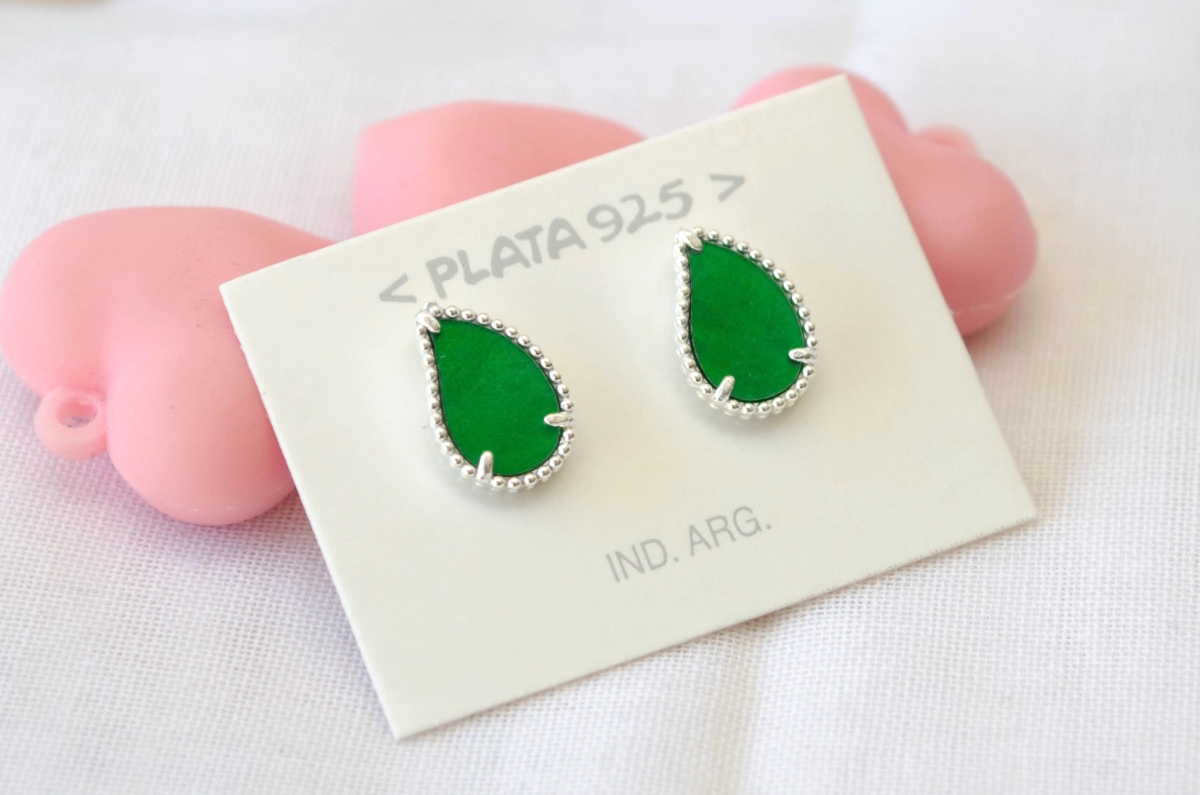 L-AR0941 Aros gota resina borde VERDE