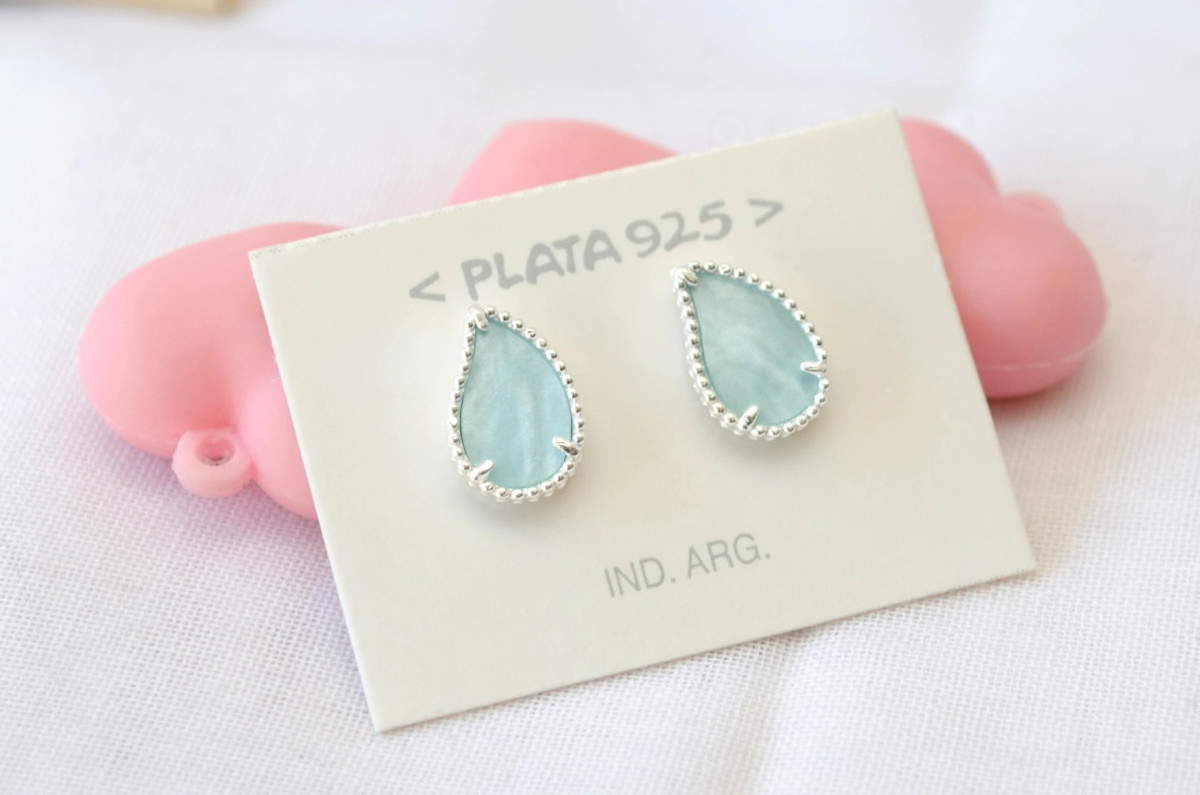 L-AR0941 Aros gota resina borde CELESTE