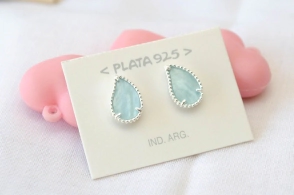 L-AR0941 Aros gota resina borde CELESTE