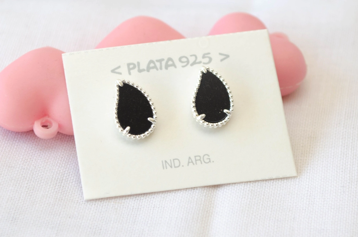 L-AR0941 Aros gota resina borde NEGRO